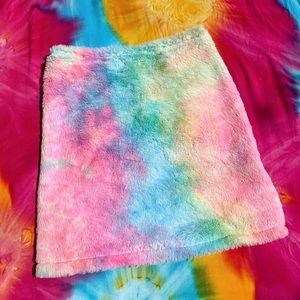 Tie dye faux fur skirt